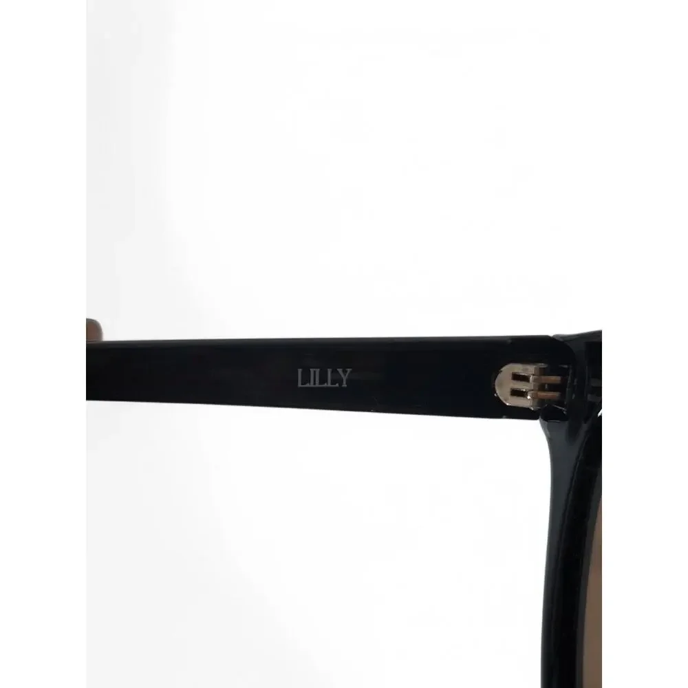 Otra Lilly Womens Sunglasses Black Cat Eye Brown Lens UV400‎ Fashion Chic